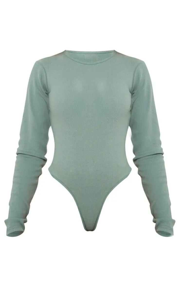 PrettyLittleThing Basic Tops*Basic Rib Long Sleeve Bodysuit