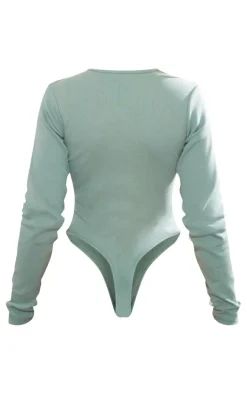 PrettyLittleThing Basic Tops*Basic Rib Long Sleeve Bodysuit