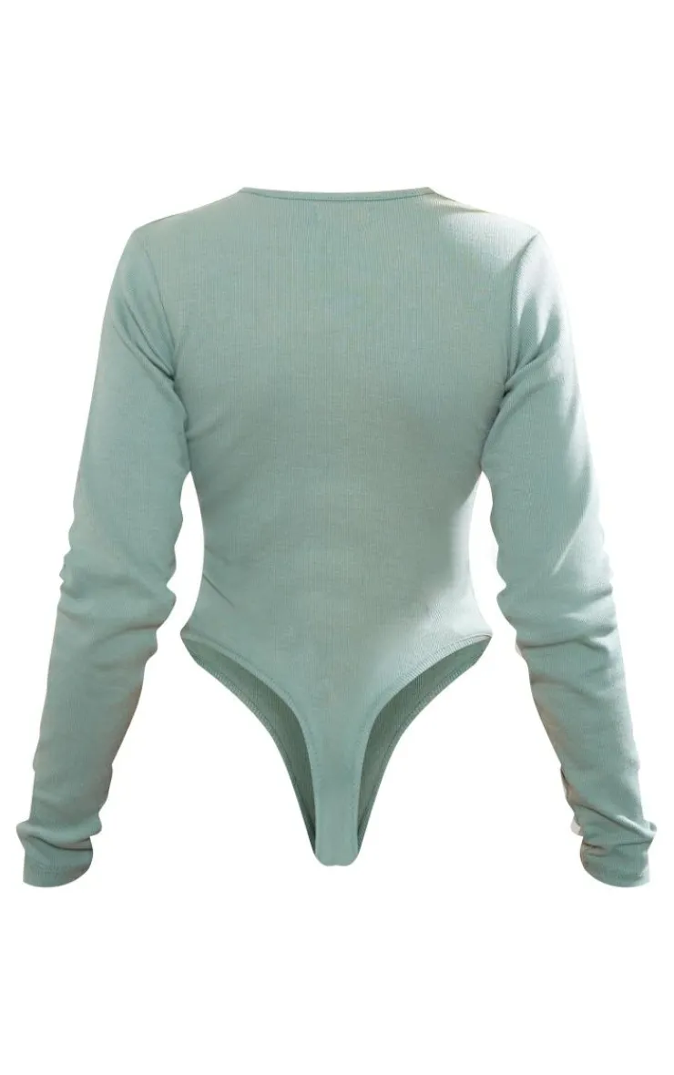 PrettyLittleThing Basic Tops*Basic Rib Long Sleeve Bodysuit