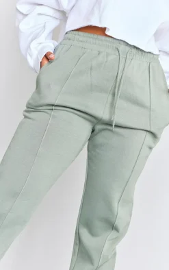 Sea Green Pintuck Drawstring Cuff Leg Sweatpants