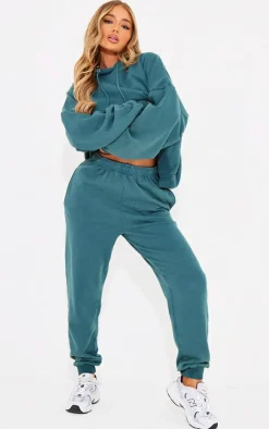Online PrettyLittleThing Washed Oversized Cuffed Sweatpants Sea Green