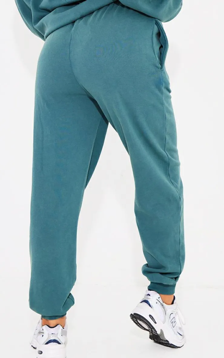 Online PrettyLittleThing Washed Oversized Cuffed Sweatpants Sea Green