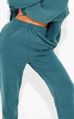 Online PrettyLittleThing Washed Oversized Cuffed Sweatpants Sea Green