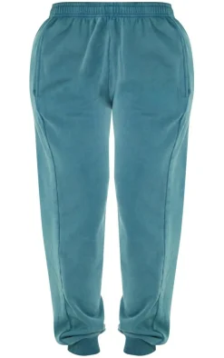 Online PrettyLittleThing Washed Oversized Cuffed Sweatpants Sea Green