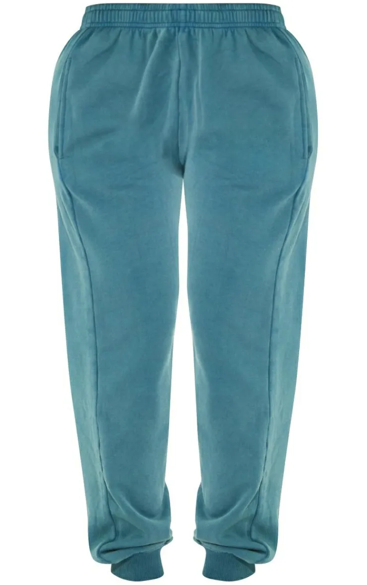 Online PrettyLittleThing Washed Oversized Cuffed Sweatpants Sea Green
