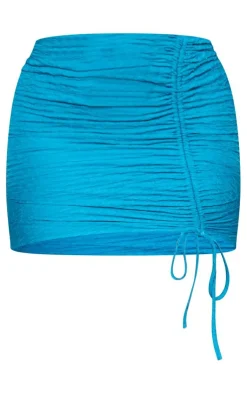 Clearance PrettyLittleThing Shape Textured Ruched Side Bodycon Skirt Aqua