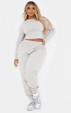 PrettyLittleThing Grey Sweatsuits*Shape Underbust Long Sleeve Top