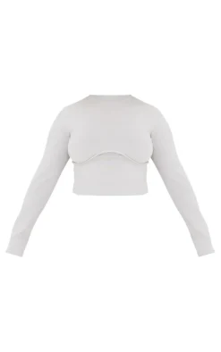 PrettyLittleThing Grey Sweatsuits*Shape Underbust Long Sleeve Top