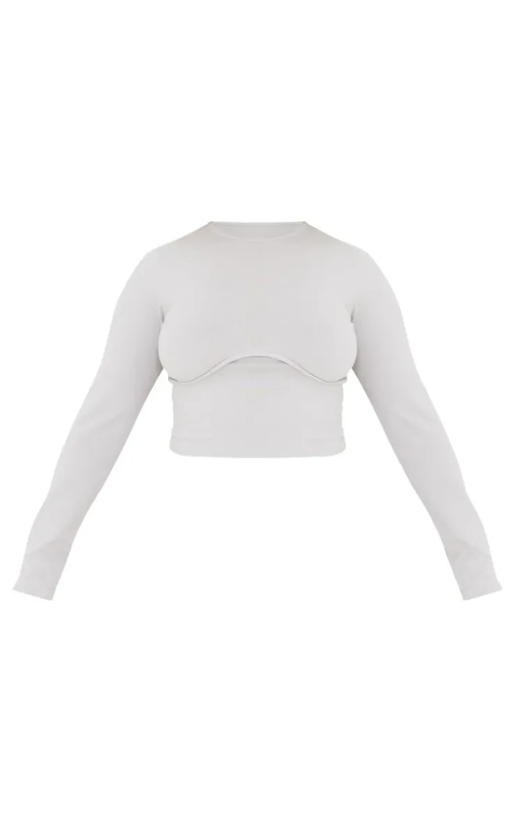 PrettyLittleThing Grey Sweatsuits*Shape Underbust Long Sleeve Top