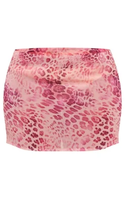 PrettyLittleThing Shape Chiffon Leopard Printed Mini Skirt Baby Pink