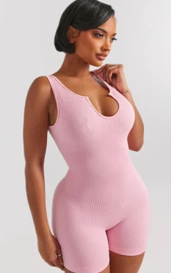 PrettyLittleThing Unitards*Shape Snatched Rib Plunge Front Unitard