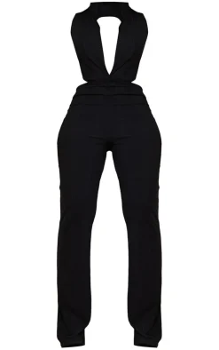 Shape Bandage Halterneck Backless Wide Leg Jumpsuit-PrettyLittleThing