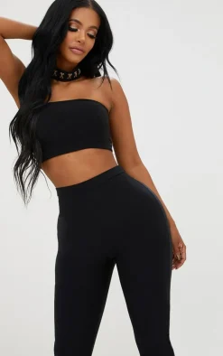 Hot PrettyLittleThing Shape Bandeau Crop Top Black