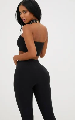 Hot PrettyLittleThing Shape Bandeau Crop Top Black