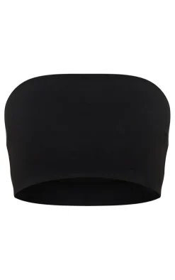 Hot PrettyLittleThing Shape Bandeau Crop Top Black