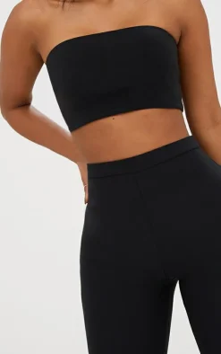 Hot PrettyLittleThing Shape Bandeau Crop Top Black