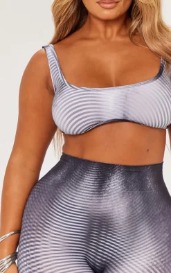 Sale PrettyLittleThing Shape Body Print Bralet Black