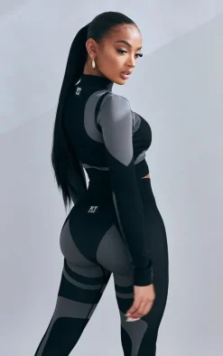 PrettyLittleThing Workout Tops*Shape Branded Contour Zip Long Sleeve Gym Top