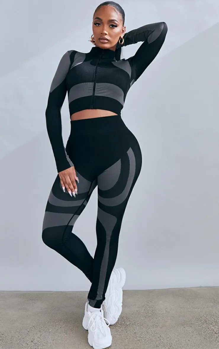 PrettyLittleThing Workout Tops*Shape Branded Contour Zip Long Sleeve Gym Top