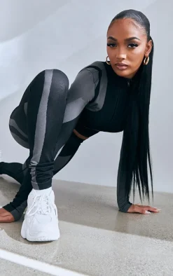 PrettyLittleThing Workout Tops*Shape Branded Contour Zip Long Sleeve Gym Top