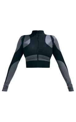 PrettyLittleThing Workout Tops*Shape Branded Contour Zip Long Sleeve Gym Top
