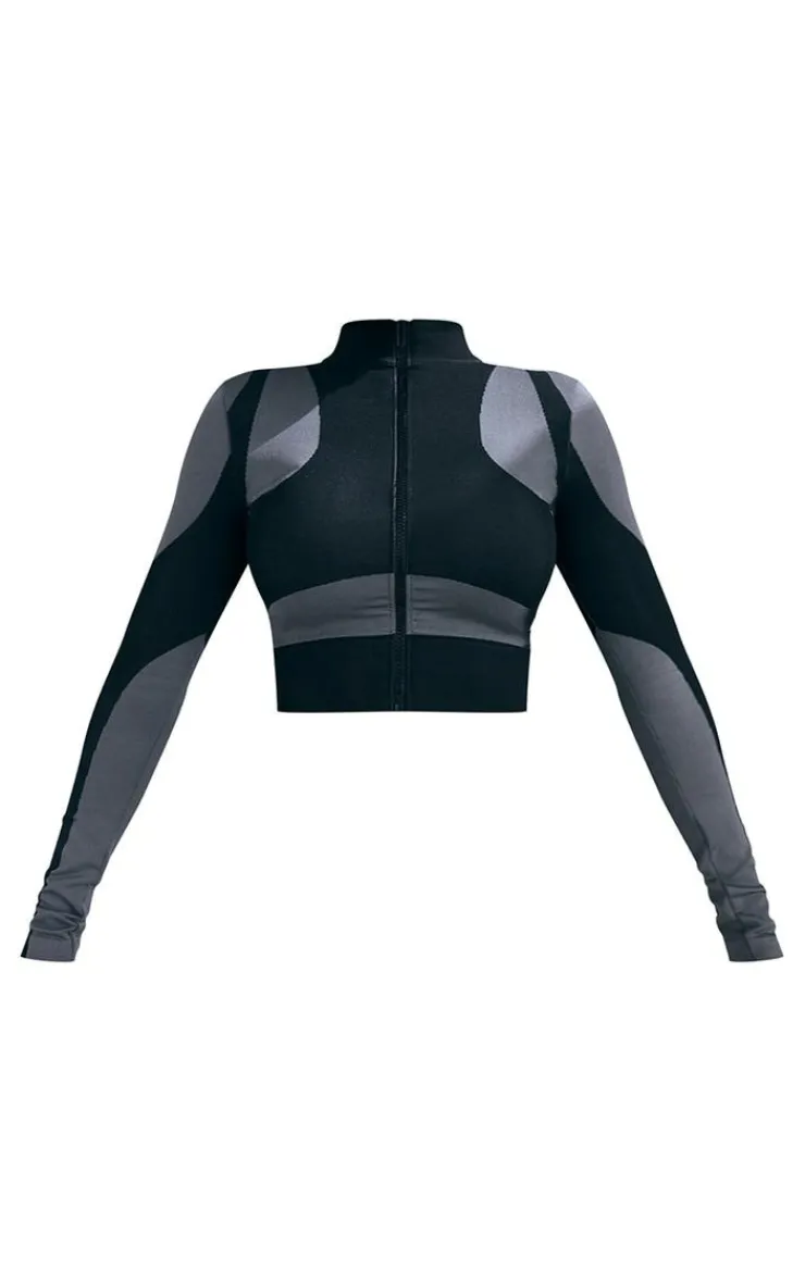 PrettyLittleThing Workout Tops*Shape Branded Contour Zip Long Sleeve Gym Top