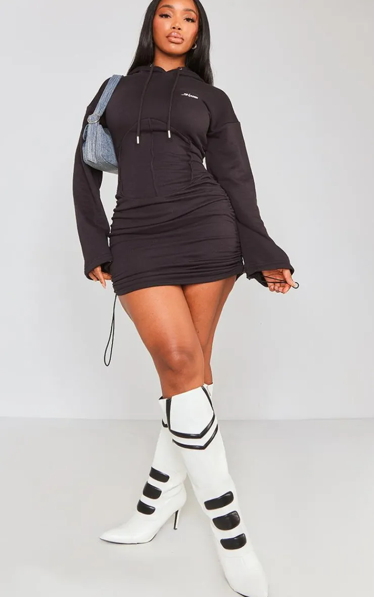 PrettyLittleThing Sweater Dresses*Shape Branded Corset Detail Hooded Sweater Dress