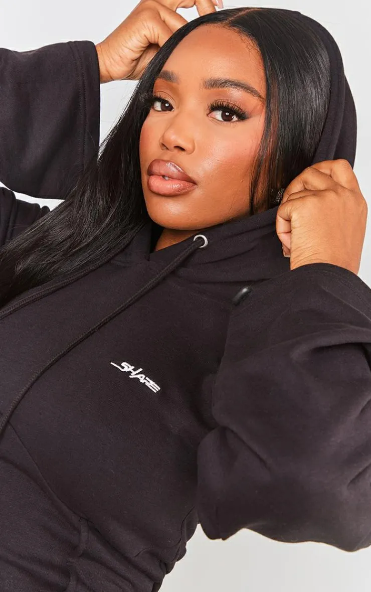 PrettyLittleThing Sweater Dresses*Shape Branded Corset Detail Hooded Sweater Dress