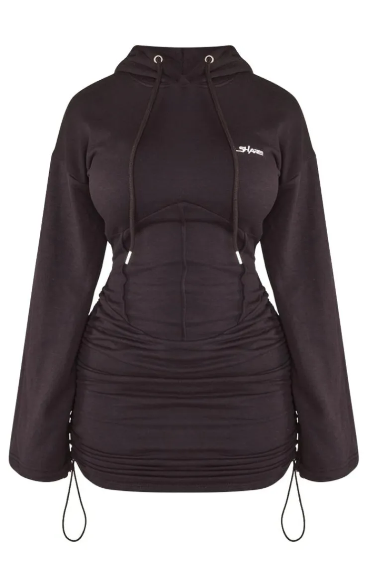 PrettyLittleThing Sweater Dresses*Shape Branded Corset Detail Hooded Sweater Dress