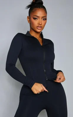 PrettyLittleThing Workout Tops*Shape Branded Double Zip Gym Top