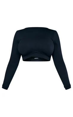 PrettyLittleThing Workout Tops*Shape Branded Open Back Long Sleeve Gym Crop Top