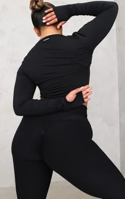 PrettyLittleThing Workout Tops*Shape Brushed Cotton Branded Active Overlay Crop Top