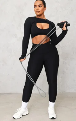 PrettyLittleThing Workout Tops*Shape Brushed Cotton Branded Active Overlay Crop Top