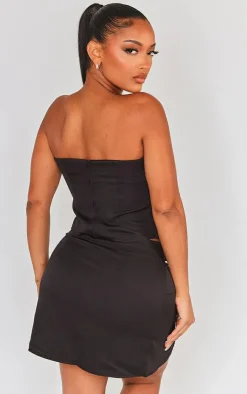 Clearance PrettyLittleThing Shape Buckle Detail Woven Corset Black