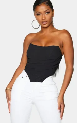 PrettyLittleThing Corsets*Shape Chiffon Ruched Corset Crop Top