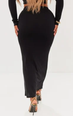 PrettyLittleThing Shape Contour Jersey Low Rise Maxi Skirt Black