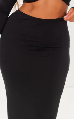 PrettyLittleThing Shape Contour Jersey Low Rise Maxi Skirt Black