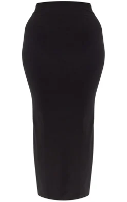 PrettyLittleThing Shape Contour Jersey Low Rise Maxi Skirt Black