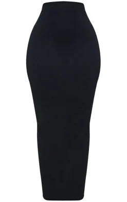 PrettyLittleThing Shape Cotton High Waisted Midaxi Skirt Black