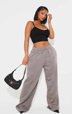 Shape Black Cotton Strappy Crop Top