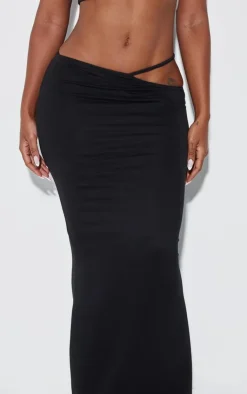Discount PrettyLittleThing Shape Cut Out Waist Maxi Skirt Black
