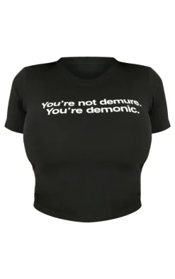 PrettyLittleThing T-Shirts*Shape Demure Graphic Baby Tee