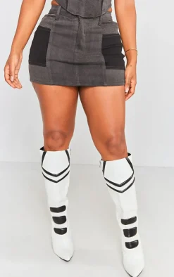 Discount PrettyLittleThing Shape Denim Micro Mini Skirt Black