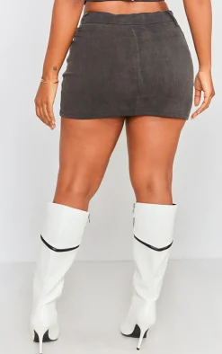 Discount PrettyLittleThing Shape Denim Micro Mini Skirt Black