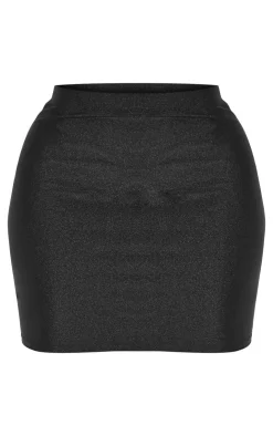 New PrettyLittleThing Shape Disco Sculpt Micro Mini Skirt Black