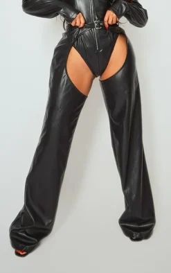 PrettyLittleThing Shape Faux Leather Chaps Black