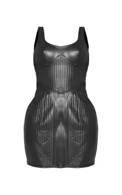 Shape Faux Leather Quilted Detail Bodycon Dress-PrettyLittleThing New