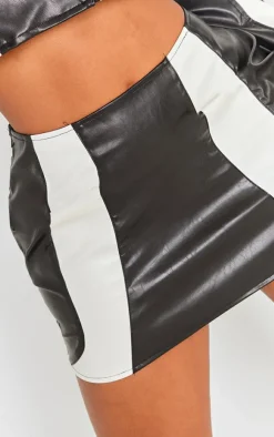 Hot PrettyLittleThing Shape Faux Leather Panel Mini Skirt Black
