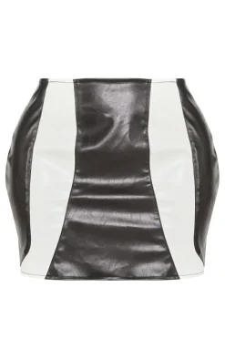 Hot PrettyLittleThing Shape Faux Leather Panel Mini Skirt Black