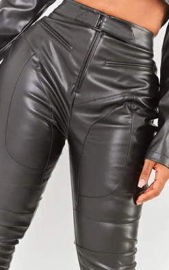 Best PrettyLittleThing Shape Faux Leather Zip Detail Panel Skinny Pants Black